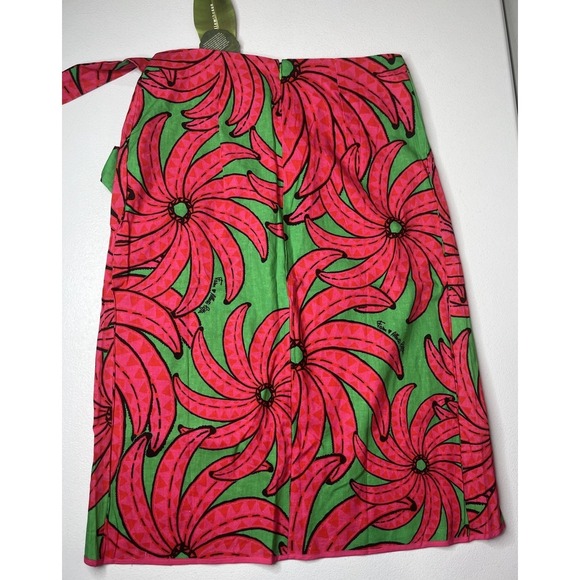 Farm Rio Banana Pitta Midi Skirt Pink Green Size Large NWT Faux Wrap - Picture 10 of 10